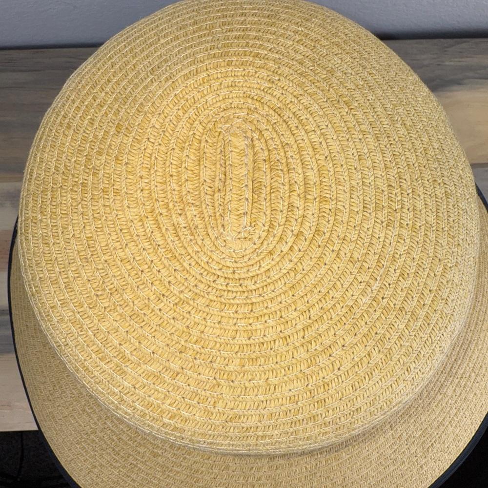 Lands' End Face Saver Lay-Back Straw Hat Natural with Black Trim Size L/XL - Picture 11 of 11